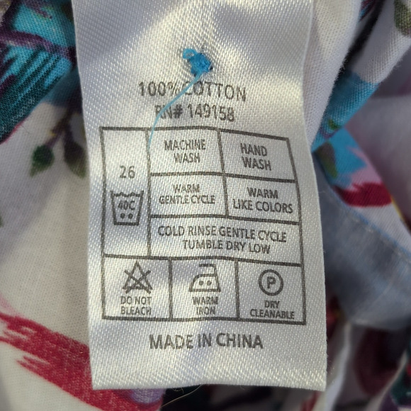 Craft+Flow Voyage Shirt Men’s L White Tropical Parrot Print Button Front Casual - Picture 10 of 12